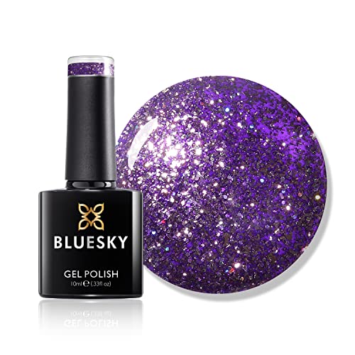 Bluesky -Gel -Nagellack, schillernde Platingel BDP12 - Flash Mode. Lila Glitzer, 10 ml (erfordert das Aushärten unter UV- oder LED -Lampe)