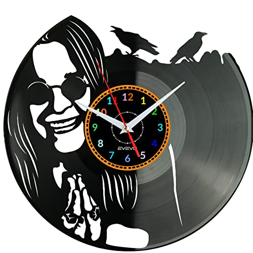 EVEVO Rock Star Wanduhr Vinyl Schallplatte Retro-Uhr Handgefertigt Vintage-Geschenk Style Raum Home Dekorationen Tolles Geschenk Uhr Rock Star