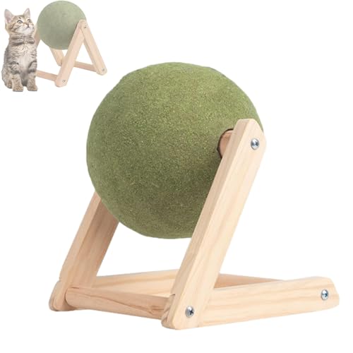 LOTFI Katzenminze-Bodenballspielzeug, Katzenminzballspielzeug, drehbare Katzenminze-Rollerball-Bodenhalterung mit angenehmer und sicherer Funktion (15cm)