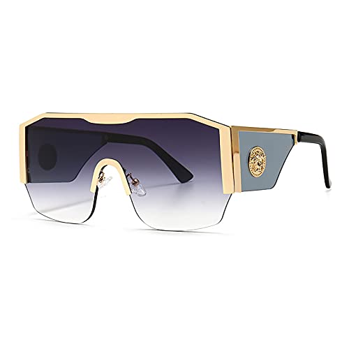 QFSLR Retro Big Frame Herren Sonnenbrille 100% UV-Schutz Mode Damen Sonnenbrille,B