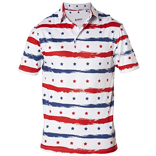Royal & Awesome Amerikanische Flagge Shirts Herren, 4. Juli Shirts für Männer, patriotische Golfshirts für Männer, amerikanische Flagge Golfshirt, Sterne und Streifen, XL