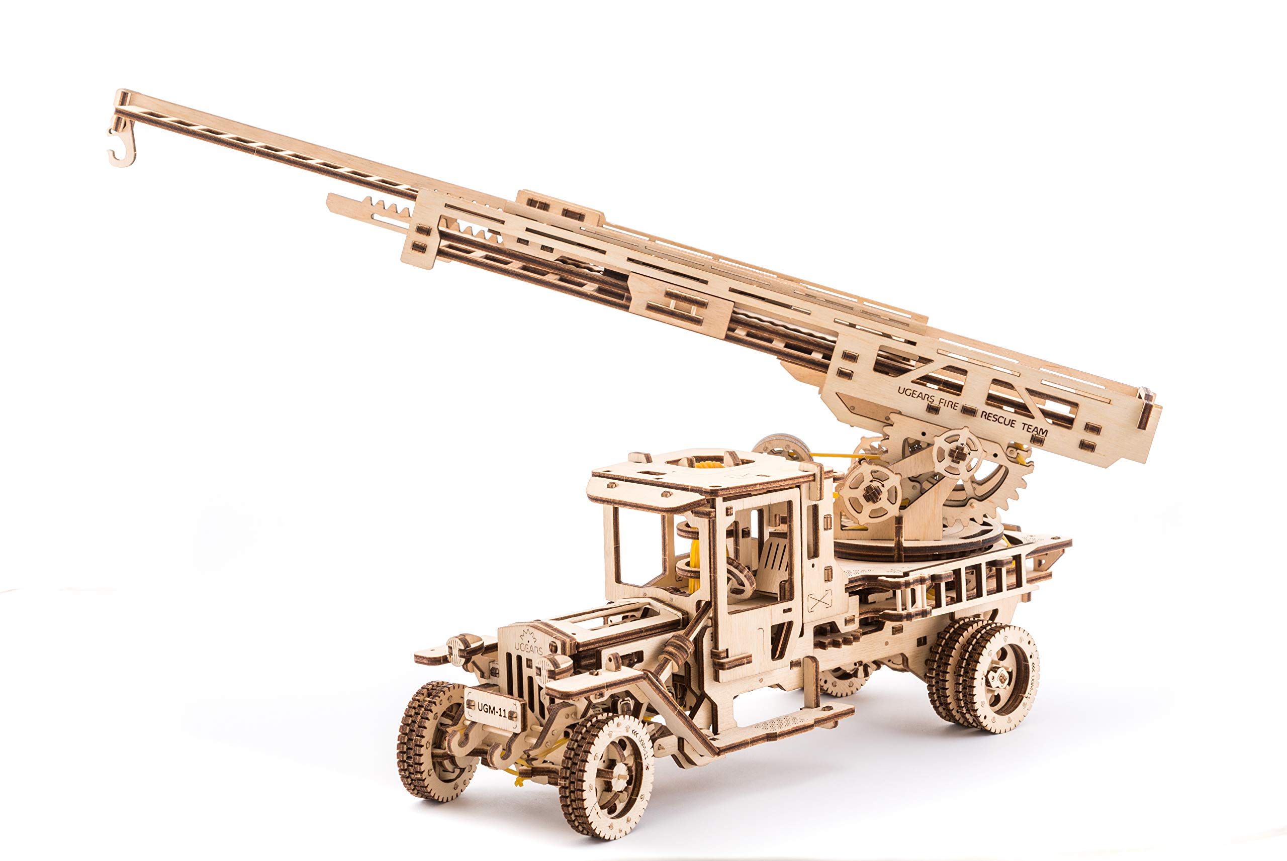 UGears Feuerwehrwagen mit Leiter mechanisches Holzmodell 3D-Puzzle Montagekit