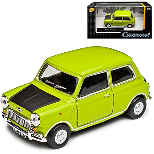 Cararama Mini Coper Mr Bean TV Serie Grün Urmini 1/43 Modell Auto mit individiuellem Wunschkennzeichen