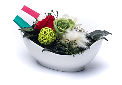 Rosen-Te-Amo, Geschenke für sie || Muttertag konservierte ewige Rosen in Porzellan |duftend | handgefertigt mit italienischen Flaggenfarben || Infinity Rosen: Deko & Geschenke für Frauen