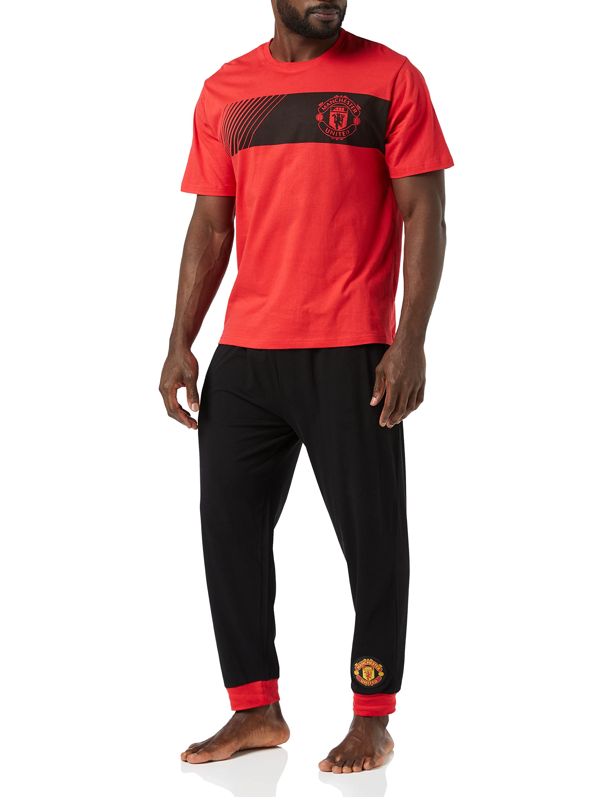 Manchester United F.C. Herren-Schlafanzug, Baumwolle, Loungewear, offizielles Fußball-Geschenk für Herren, rot, XXL