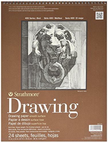 Strathmore (400-105 400 Series Zeichnung, glatte Oberfläche, 11x14, weiß, 24 Blatt
