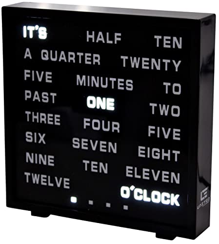 United Entertainment LED Buchstabenuhr - LED Wort Uhr/Wörter Uhr/Uhr in Worten/Word Clock Englisch 17x16.5 cm - Schwarz