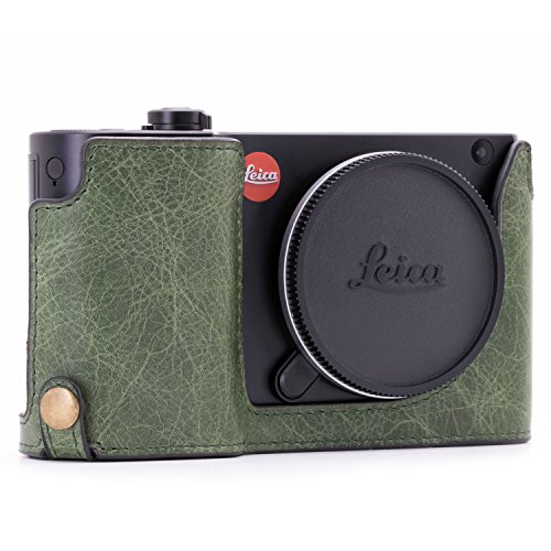MegaGear Ever Ready Echtleder Kamera-Halbtasche mit Trageriemen und Batteriezugang für Leica TL2, TL grün