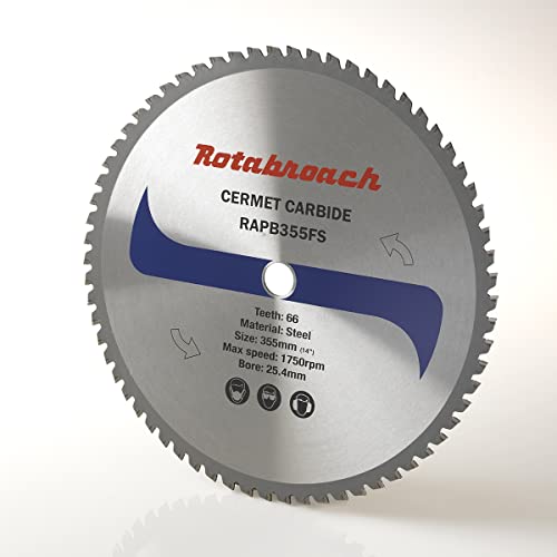 Rotabroach Kappsägeblätter (4) für Stahl – Metallschneidemesser mit Cermetspitze für Kreissägen | 355 mm langlebiger Schneider hohe maximale Geschwindigkeit 1750 U/min