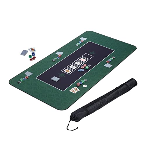 Relaxdays Pokermatte 180 x 90 cm, Texas Holdem, Pokertischauflage groß, rutschhemmend, Polyester, Pokerzubehör, grün