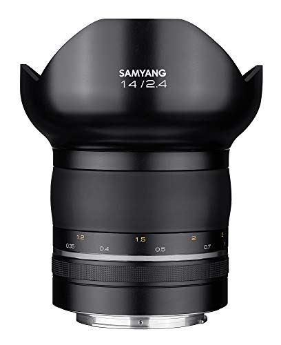 Samyang XP 14/2,4 Objektiv DSLR Canon EF Premium manueller Fokus automatischer Blendenring Fotoobjektiv (abnehmbare Sonnenblende) Weitwinkelobjektiv schwarz