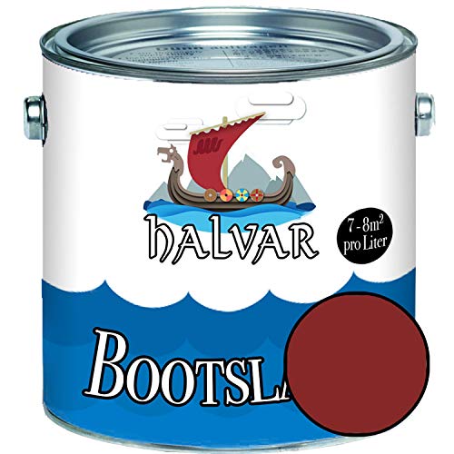 Halvar Bootslack Rot RAL 3000-3031 Yachtlack GLÄNZEND Bootsfarbe Yachtfarbe PU-verstärkt für Holz & Metall verstärkt extrem belastbar hochelastisch Schiffslackierung (10 L, RAL 3011 Braunrot)