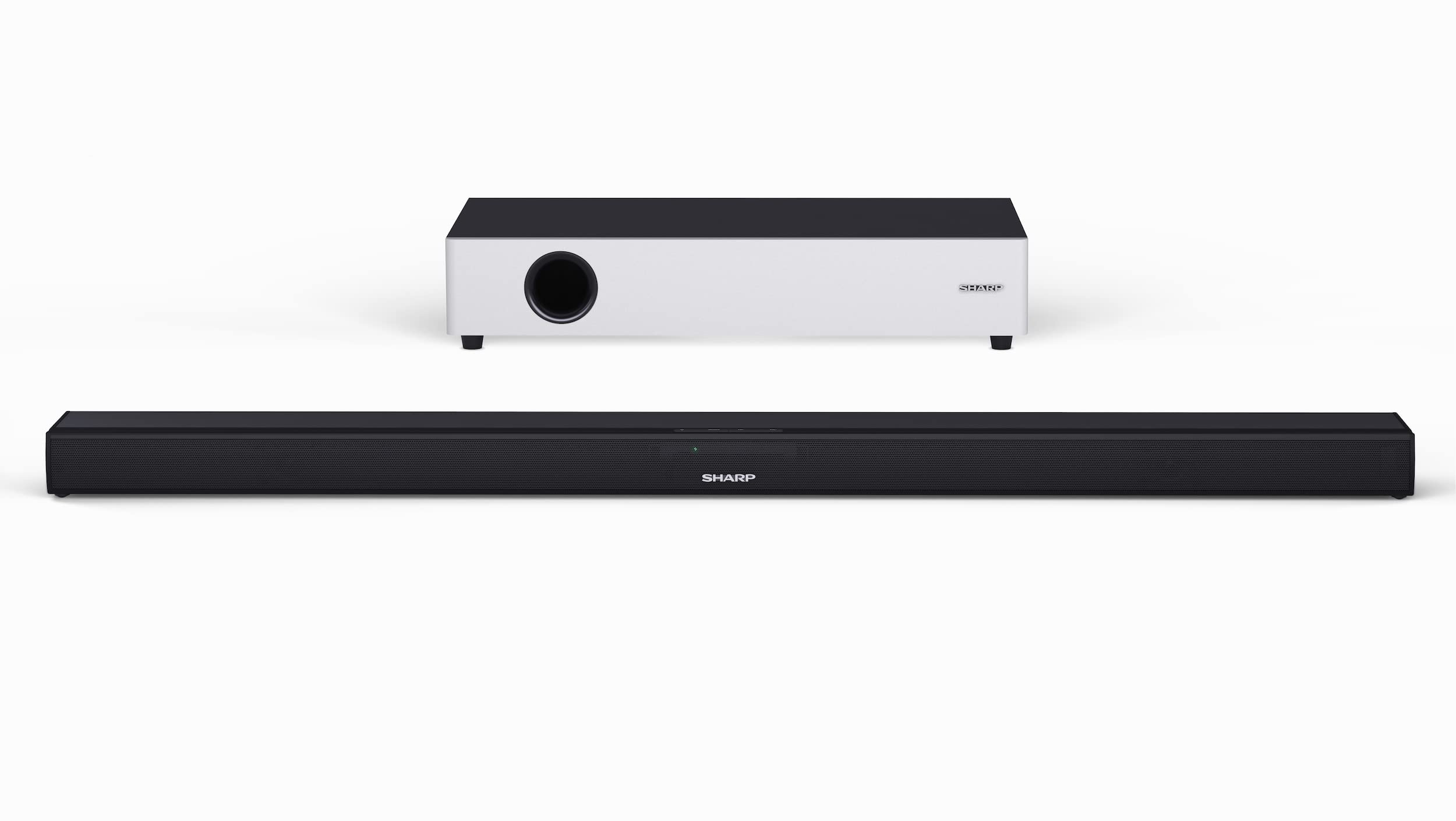 SHARP HTSBW160 2.1 Soundbar 360W (USB, Bluetooh, HDMI, Optisch, AUX-In (3,5mm), Breite: 90cm), Ultra-Slim Design, drahtloser Subwoofer, schwarz