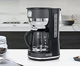 MUSE Kaffeeautomat MS-220 DG | mit Glaskanne, analoge Anzeige für Warmhaltung, 10 Tassen Fassungsvermögen, Edelstahl, grau
