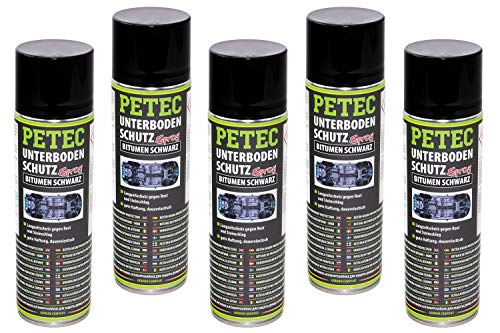 5x PETEC 73150 Unterbodenschutz Bitumen Schwarz Spray 500ml Langzeitschutz