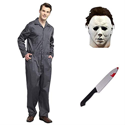 thematys Michael Myers Horror-Film Kostüm-Set inkl. Maske & Messer in 5 verschiedenen Größen - perfekt für Fasching, Karneval & Halloween (M)