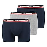 Levi's Herren Boxer Unterwäsche, Marineblau/Grau, S (2er Pack)