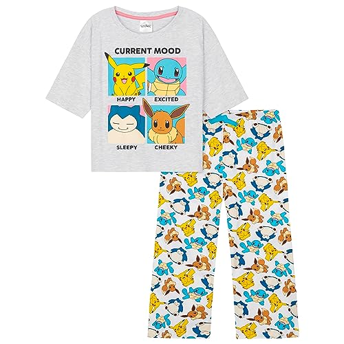 Pokemon Schlafanzug Kinder Mädchen Pikachu-Pyjama-Set Kinder Mädchen - Loungewear Nachtwäsche Mädchen (Mehrfarbiges T-Shirt/Hose, 5-6 Jahre)