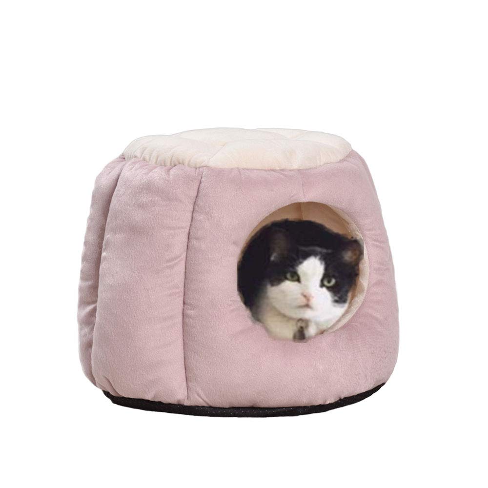 Oncpcare Kitty Katzenhaus Kleintiere Haus Weich Warm Kaninchenhütte Frustum-Form Meerschweinchen Bett Versteck mit Abnehmbarem Kissen für Winter