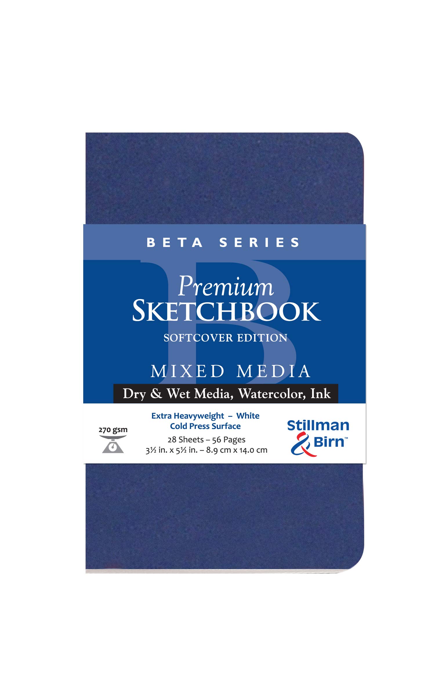 Stillman & Birn Beta Series Softcover Skizzenbuch, 8,9 x 14 cm, 270 g/m² (extra schwer), weißes Papier, Kaltpress-Oberfläche