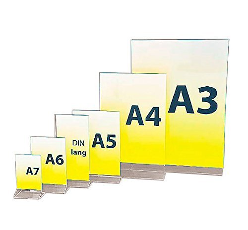 5 Stück Hansen Werbeaufsteller / Tischaufsteller / Z-Aufsteller / Z-Ständer aus Acryl / Acrylglas, Format: DIN A3 Hochformat
