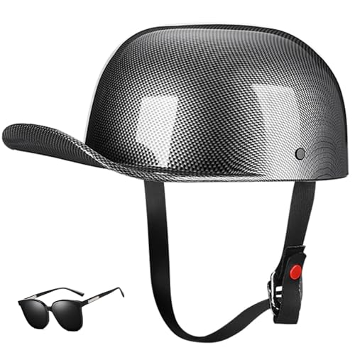 Halbschalenhelm Retro Motorradhelm Halbschalenhelm Baseball Cap Helm Jethelm Deutscher Stil Totenkopf Kappe Helm Motorrad Cruiser Roller Cool Helm Für Männer Und Frauen ECE Zulassung