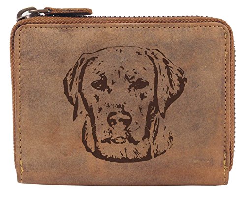 Greenburry Leder-Portemonnaie mit Hunde-Motiv Labrador Retriever l Geschenkidee für Hundefreunde I Leder