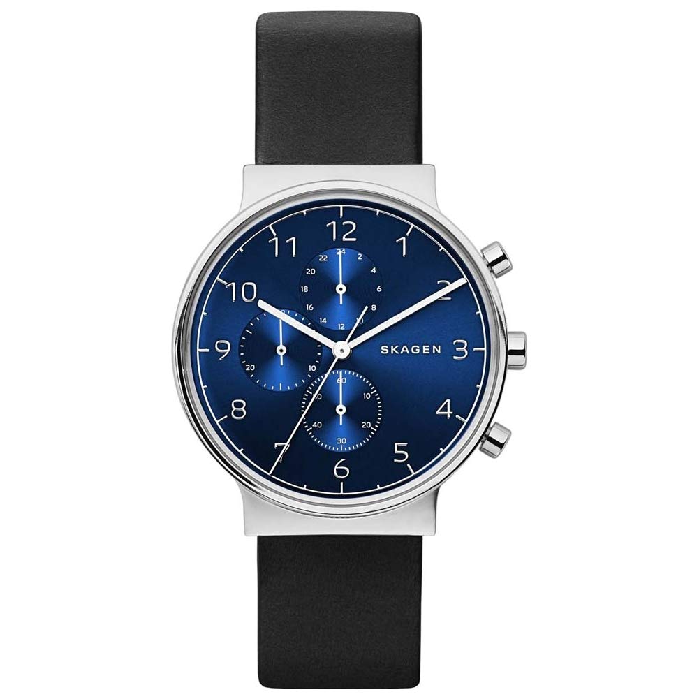SKAGEN Herren Chronograph Quarz Uhr mit Leder Armband SKW6417