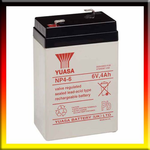 Yuasa NP4-6 Blei-Säure-Batterie, wiederaufladbar, 6 V, 4 Ah, NP4-6, NP4.5-6, 6 V, 4,5 Ah