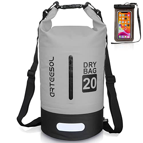 Dry Bag wasserdichte Tasche 5L/10L/20L/30L Wasserfester Beutel Packsack mit Langen Doppeltem Verstellbarer Schulterriemen für Schwimmen Bootfahren Kajak Wassensport Treiben