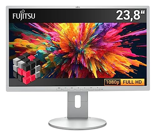 Fujitsu B24-8 T Monitor | 23,8 Zoll / 60,45 cm | TFT Monitor Flachbildschirm | 1920 x 1080 | 1000:1 | 250cd/m² | 5ms | DisplayPort & VGA & DVI | interne Lautsprecher | Weiß/Hellgrau (Generalüberholt)