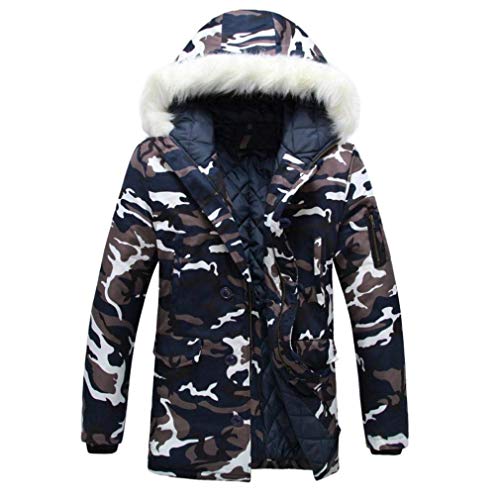Camouflage Mantel Herren Winterjacke Verdickung Baumwolle Langarm Coat Outerwear Herrenmode Vordertaschen Mantel (Color : Camouflage, Size : L)