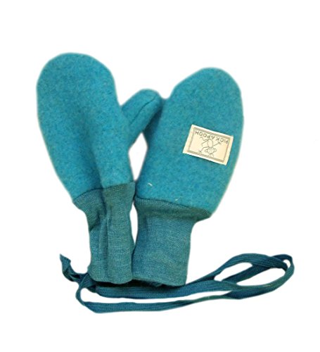 PICKAPOOH Fäustlinge, 100 % Merinowolle, für Babys und Kinder, Fleece-Handschuhe, Armwärmer für den Winter Gr. XS, Tirquoise