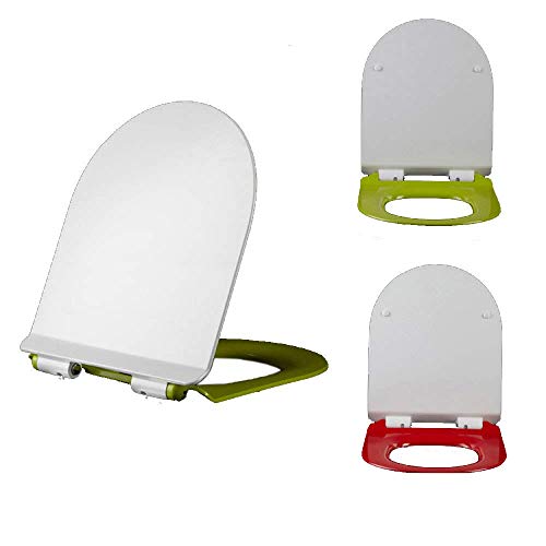 Soft Close Toilettensitz, Toilet Seat Color Urea-Formaldehyde Toilet Lid Slow Down Thickening U-Shaped Cover Toilet Plate Toilet Seat Cover,Red-40~48.5 * 36cm (Color : Green, Size : 40~48.5 * 36cm)