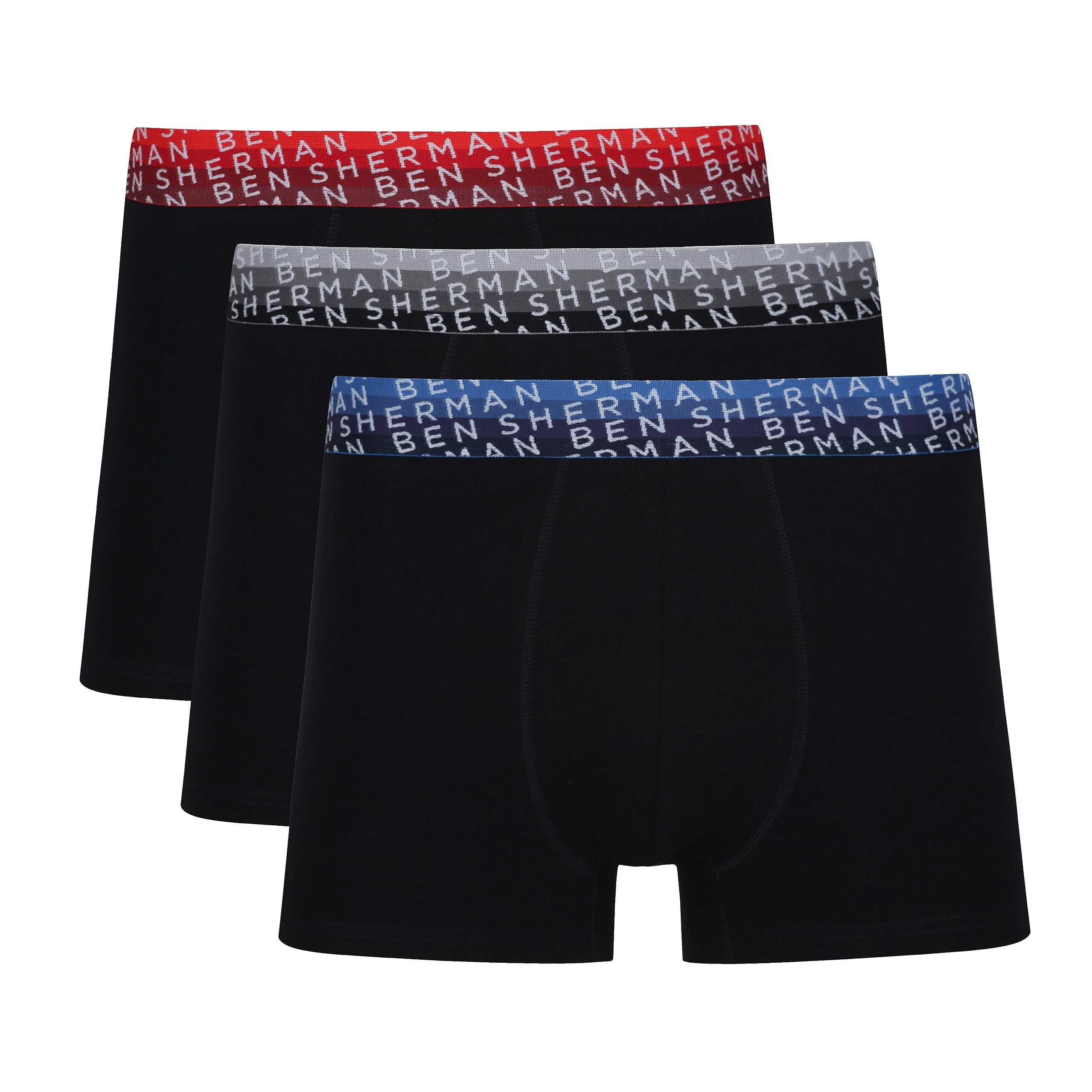 Ben Sherman Underwear Men's Ben Sherman Black | Soft Touch Cotton Rich Trunks with Elasticated Waistband Boxer Shorts, Schwarz, L
