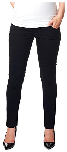 Love2Wait Superskinny Damen Schwangerschaftsjeans Umstandshose Five-Pocket-Jeans elastisch tiefer Bund schmaler Schnitt- Gr. XS (Herstellergröße: 28/34), Schwarz