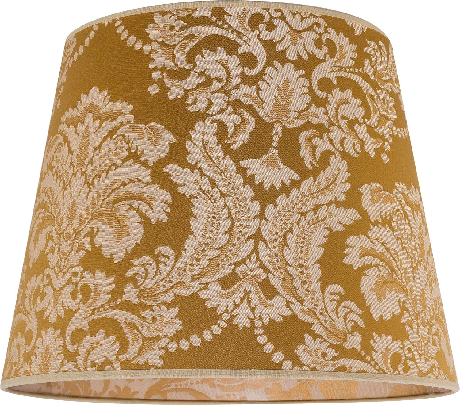 Konischer Stoff Lampenschirm Gold Barock Design Hängelampe E27 Textil Schirm Pendelleuchte