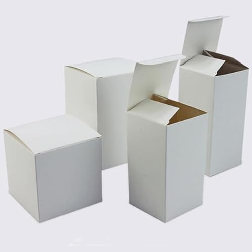 50 Stück Faltschachteln aus Kraftpapier, kleine handgefertigte DIY-Geschenke, Verpackungsboxen, Naturkarton für Partyzubehör, weiß, 8 x 8 x 8 cm