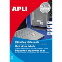 APLI Typenschild-Etiketten, 210 x 297 mm, silber