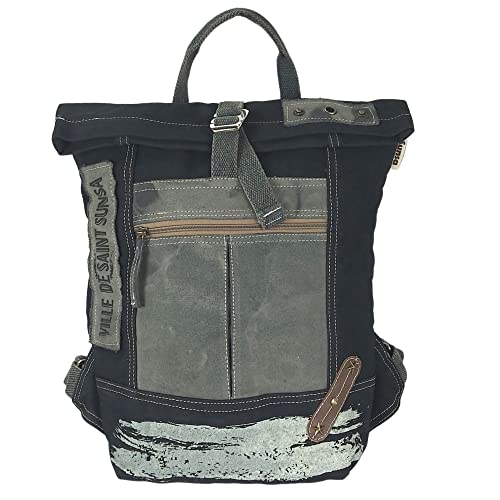 Sunsa Rucksack. XL Leinwand/Canvas Backpack. Rolltop Cityrucksack. Daypack in Vintage Stil. Freizeitrucksack mit 19 Liter Kapazität