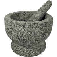 Mörser mit Stößel Granit Grau Naturstein Steinmörser Klassisch 16cm