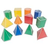 Learning Advantage edxeducation 2D3D Geometric Solids - Set of 12 Multicolored Shapes - Includes 2D Nets and Activity Guide - Early Math Manipulative and Geometry for Kids