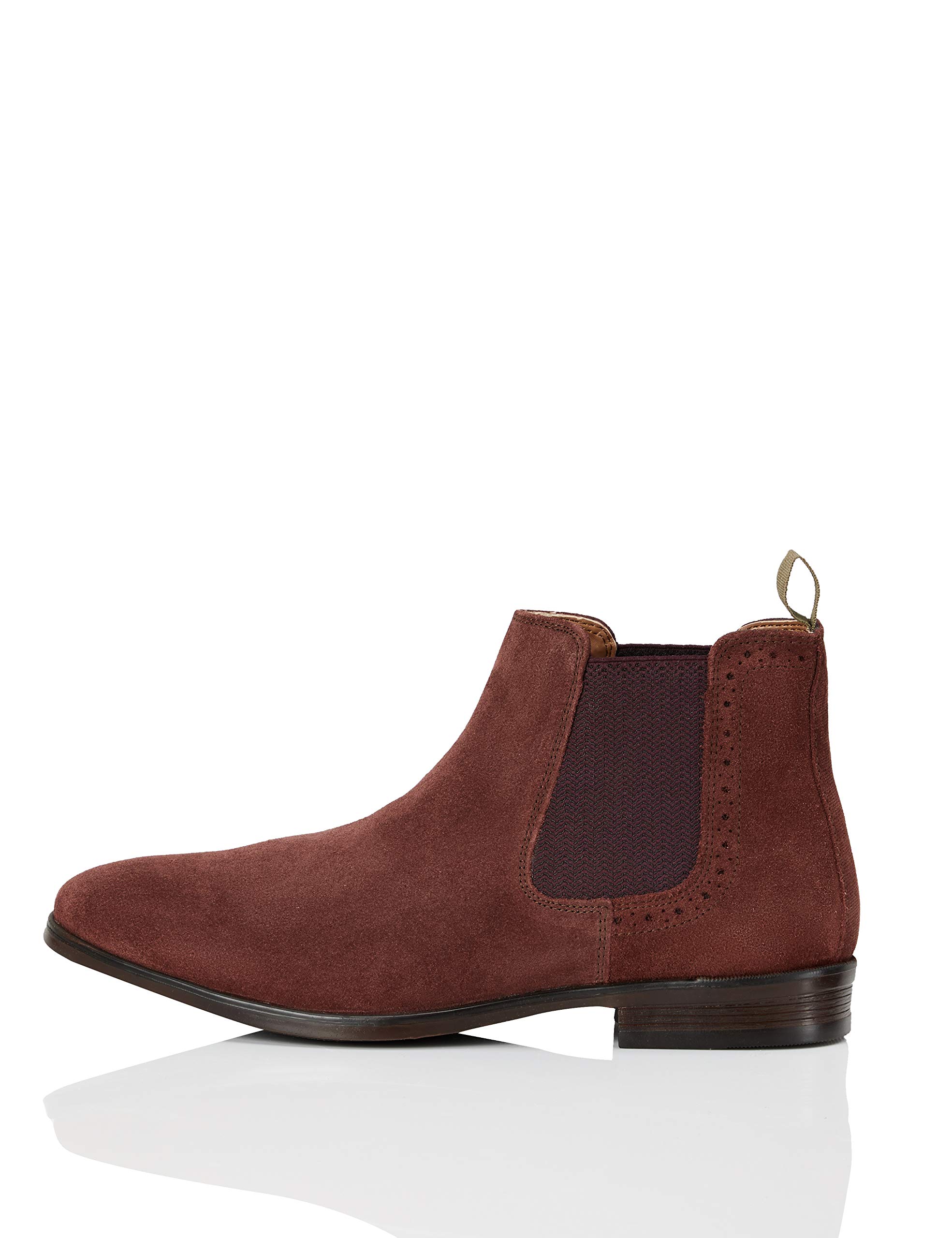 FIND Leather Brogue Detail, Chelsea Boots, Rot (Burgundy), 43 EU (9 UK)
