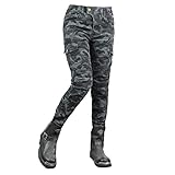 YXYECEIPENO Camouflage Motorradpanzerhose Motorradhose Für Damen Mit 4 Abnehmbaren Schutzpolstern Geeignet Für Cross-Country-Motorräder, Fahrradsport-Sportschutz (Color : Gray D, Größe : XS)