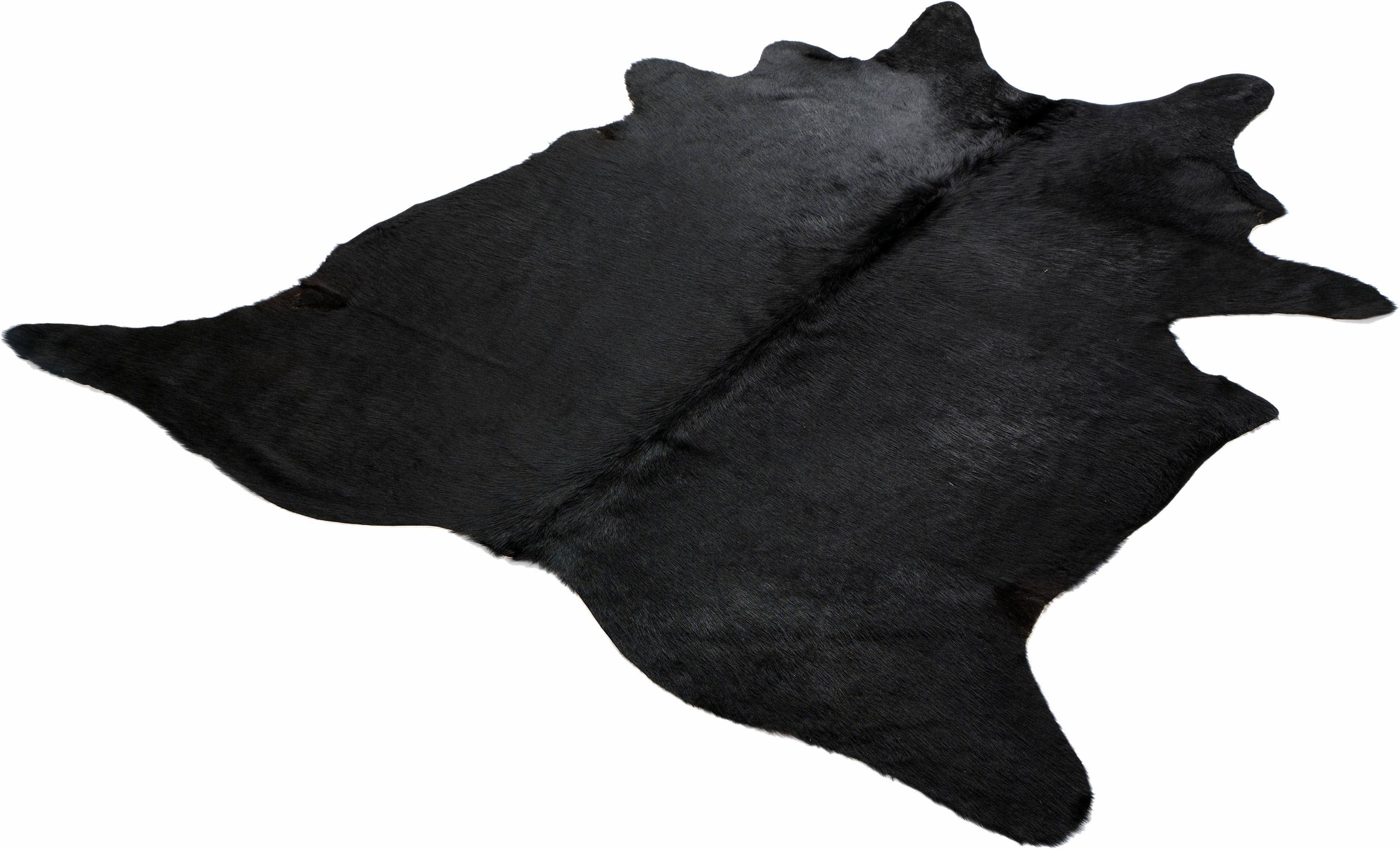 Böing Carpet Fellteppich Fell schwarz, fellförmig, 4 mm Höhe, echtes Rinderfell, Naturprodukt daher ist jedes Rinderfell ein Einzelstück, Wohnzimmer