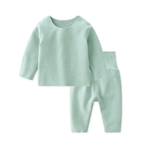 SONARIN Kinder Thermounterwäsche Set,Baby Jungen Mädchen Thermo Unterwäsche Thermo Pyjama Set Oberteile und Hose Warme Winter Baby Schlafanzug Langarm Nachtwäsche für 0-24 Monate(Grün)