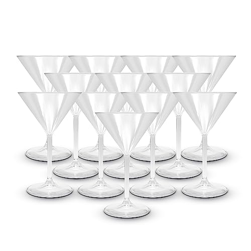 DOJA Barcelona | transparentKunststoff-Martini-Gläser | 12er Pack | Hartplastik Trinkgläser | Klare Polycarbonat-Gläser | Wiederverwendbare Plastik-Martini-Gläser, Mehrweg Cocktail Becher