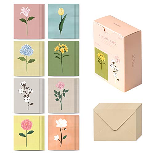 Monolike Nachrichtenkarte Die Blume - Mix 40 Karten, 20 Umschläge, emotionale und anspruchsvolle Mini-Karten