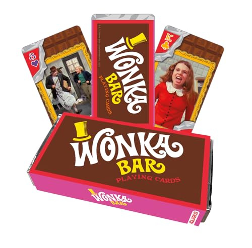 AQUARIUS Willy Wonka Chocolate Bar Premium Spielkarten – Willy Wonka Themendeck mit Karten für Ihre Lieblingskartenspiele – Offiziell lizenzierte Willy Wonka Merchandise & Sammlerstücke