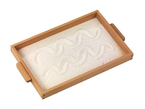 Sandmalen und Sandzeichnen im großen Sandtablett, Montessori Aktionstablett aus Holz, Montessori-Material